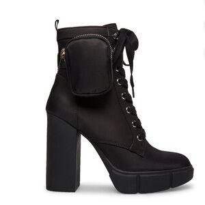 Steve Madden Black Womens Herrick Ankle Combat & Lace-up Boots Size 6.5M